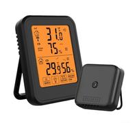 Thermomètre et hygromètre sans fil avec support magnétique pour une lecture précise de la température et de l'humidité intérieure et extérieure avec boîtier étanche et affichage numérique clair (noir)