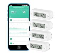 Thermomètre et Hygromètre Wi-Fi : Capteur de Température et d'Humidité Intelligent, Moniteur en Temps Réel, Notification par App, Capteur de Température Numérique pour Intérieur, Compatible avec Alexa