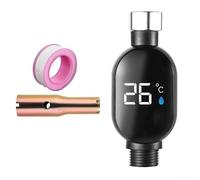 Thermomètre étanche pour robinet de salle de bain avec affichage numérique et indicateur de code couleur qui mesure la température de l'eau avec précision de 0 à 99 °C (en bas)