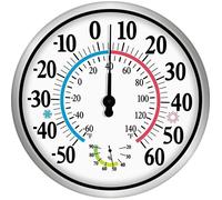 Thermomètre extérieur 12"" à grands chiffres Thermomètre extérieur intérieur sans fil Thermomètre hygromètre 2 en 1, Thermomètre hyg