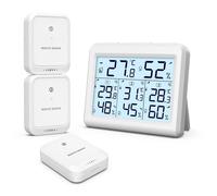 Thermomètre extérieur intérieur avec 3 capteurs sans fil, jauge de compteur d'humidité avec rétroéclairage LCD, thermomètre sans