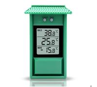 FISHTEC - Thermomètre Digital Extérieur Cabane de Jardin - Écran LCD 40x46 mm - Température Min/Max avec Réinitialisation - Mesure -20°C à +50°C - Fixation Murale Facile - Design Naturel -