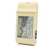 FISHTEC Thermometre Mini/Maxi Grands chiffres - Interieur et Exterieur - Accroche Murale - Memoire des temperatures mini et maxi - 16 CM x 8 CM