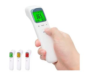 Thermomètre frontal infrarouge 2022 pour un usage domestique,Approuvé par le Royaume-Uni NH CE,Alerte de fièvre,Thermomètre intelligent sans contact pour adulte bébé enfant avec grand écran LCD