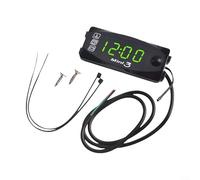Thermomètre horloge voltmètre 3 en 1 pour moto, affichage numérique LED, testeur de tension CC 6 V à 30 V avec lecture de la température, étanche IP67 pour voiture, bateau (vert)