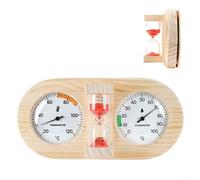 Thermomètre hygromètre 3 en 1 en bois pour sauna, sauna et moniteur de température et d'humidité avec sablier de 15 minutes résistant aux hautes températures (rouge)