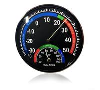 Thermomètre hygromètre analogique pour intérieur, boîtier en métal, moniteur d'humidité et de température avec cadran analogique, blanc/bleu/noir (noir)