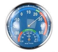 Thermomètre hygromètre analogique pour intérieur, boîtier en métal, moniteur d'humidité et de température avec cadran analogique, blanc/bleu/noir (bleu)