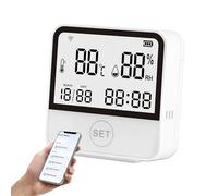 Thermomètre Hygromètre Connecté D’Intérieur avec Écran Lcd, Capteur Température Humidité Numérique, Suivi À Distance, Historiques et Alertes, pour Chambre Bébé, Serre, Cave, Bureau, Garage