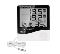 Thermomètre Hygromètre Digital - HTC-2 - Intérieur/Extérieur - Sonde Filaire - Station Météo - Blanc