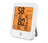 Thermomètre hygromètre d'intérieur avec fonction magnétique et grand écran LCD rétroéclairé pour une utilisation pratique (blanc)