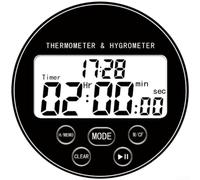Thermomètre hygromètre d'intérieur avec grand écran LCD rétroéclairé fonction minuterie et support magnétique (noir)