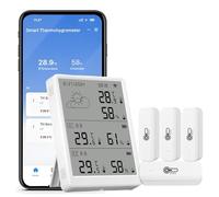 Thermomètre hygromètre d'intérieur Wi-Fi : moniteur intelligent de température et d'humidité avec notifications d'application et exportation de données gratuite, compatible avec Alexa, 4 capteurs et