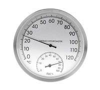 Thermomètre hygromètre en acier inoxydable de 12,7 cm à suspendre au mur pour sauna, sauna, température ambiante, testeur d'humidité avec sonde