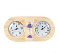 Thermomètre hygromètre en bois avec minuterie de sable de 15 minutes, construction en bois de pin pour chambre, spa, salle de bain ou café Surveillance du climat (violet)