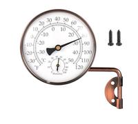 Thermomètre hygromètre extérieur en cuivre pivotant de 10,2 cm | Le double écran transparent de 4 pouces permet une lecture facile de la température et de l'humidité sous n'importe quel