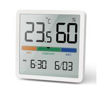 Thermomètre hygromètre GreenBlue GB380 avec fonction horloge et date plage de température -9,9 à +60 degrés Celsius