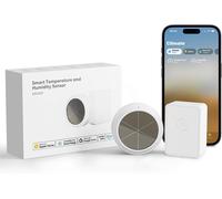 Thermomètre Hygromètre Intelligent à Énergie Solaire (AVEC HUB), Capteur de Température et d`Humidité Compatible avec Apple Home, Alexa et Google Home, Surveillance à Distance, Alertes d'Appli