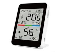 Thermomètre hygromètre intelligent T1 avec grand écran LCD 3,3" pour la surveillance de l'environnement intérieur, rechargeable, support magnétique, contrôle par application, blanc