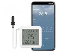 Thermomètre hygromètre intelligent WiFi avec sonde, pour application Tuya Capteur de température et d'humidité, pour réfrigérateur, aquarium, pour Alexa Voice