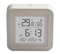 Thermomètre hygromètre intelligent WiFi d'intérieur pour Tuya Capteur numérique de température et d'humidité avec contrôle par application Surveillance en temps réel Écran LCD Support vocal pour