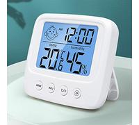 Thermomètre Hygromètre Intérieur Digital à Haute Précision, Moniteur de Température et Humidimètre, Thermo Hygromètre Indicateur du Niveau de Confort avec rétroéclairage, horloge et fonction ℃ / ℉