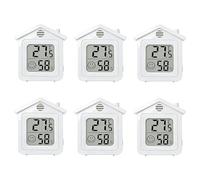 Thermometre/Hygromètre Mini LCD, Lot de 6, Thermomètre Numérique d'IntéRieur Avec Aimant et Indicateur Smiley. Conçu pour Les Espaces Intérieurs Tels que Salon, Chambre, Chambre d'Enfant