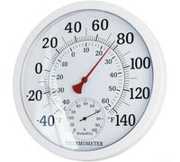 Thermomètre hygromètre mural d'intérieur et d'extérieur avec double échelle, pour des lectures précises dans la maison, la terrasse, le garage, la serre (blanc)