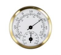 Thermomètre hygromètre mural d'intérieur et d'extérieur pour maison, jardin, serre, bureau, métal pour cadran, jauge d'humidité de haute précision, finition dorée, unité de 58 mm de diamètre (doré)