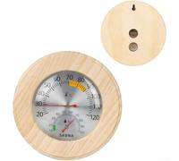 Thermomètre hygromètre mural en bois pour sauna double affichage | Compteur d'humidité mécanique en bois de pin 20-120 °C 10-100 % RH pour sauna hammam