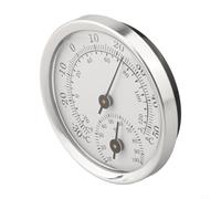 Thermomètre hygromètre mural pour intérieur ou extérieur, maison, jardin, bureau avec affichage de l'humidité, cadran en métal de 58 mm, argenté (argent)