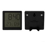 Thermomètre Hygromètre Numérique 3 en 1 avec Horloge - Écran LCD Clair pour Maison et Bureau - Capteur pour précis Température Humidité - Support Magnétique et Pied - Compact 10x10cm