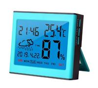 Thermomètre hygromètre numérique avec rétroéclairage LED, température intérieure -10 °C à 50 °C, humidité 10 % à 99 % RH, réveil, date et heure, matériau ABS, montage mural ou support, fonction snooze