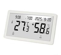 Thermomètre hygromètre numérique d'intérieur avec grand écran LCD, capteur de température et d'humidité avec heure, date, horloge, indicateur de confort pour la maison, le bureau, montage mural ou de