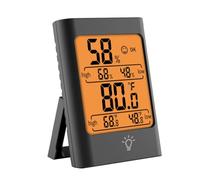 Thermomètre hygromètre numérique d'intérieur avec grand écran LCD rétroéclairé jaune, contrôle tactile, support magnétique pour une mesure précise de la température et de l'humidité, blanc