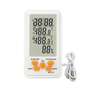Thermomètre hygromètre numérique intérieur/extérieur avec horloge, pour HTC | Double affichage de la température/humidité avec fonction d'alerte, affichage commutable ℃/℉, support mural ou de bureau pour