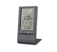 Thermomètre hygromètre numérique LCD, grand écran, interrupteur Fahrenheit/Celsius, température intérieure et hygromètre, enregistrements max min, affichage de l'heure, fonction réveil (noir)