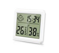 Thermomètre hygromètre numérique, moniteur de température et d'humidité intérieure LCD 3,2"", ℃/℉, affichage de l'heure