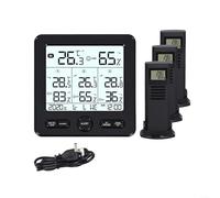 Thermomètre hygromètre numérique sans fil avec station météo radio kit pour mesure de température et d'humidité intérieure et extérieure (noir)