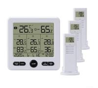 Thermomètre hygromètre numérique sans fil intérieur extérieur avec kit station météo radio, transmission de signal sans fil jusqu'à 100 mètres, moniteur de température et d'humidité (blanc)
