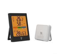 Thermomètre hygromètre sans fil avec horloge météo et grand écran pour surveillance de l'environnement intérieur et extérieur dans diverses conditions (noir)