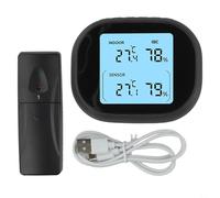 Thermomètre hygromètre sans fil rechargeable avec capteurs intérieurs et extérieurs, écran LCD, fonction mémoire, batterie 2000 mAh alimentée par USB (un à un)