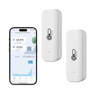 Thermomètre hygromètre Smart,capteur de température et d'humidité intérieures en modes WiFi et Bluetooth,moniteur de température ambiante avec app surveillance,stockage des données pour la maison.2PCS