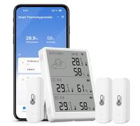 Thermomètre hygromètre Wi-Fi intérieur : surveillance de la température et de l'humidité par application, capteur de température avec écran LCD, stockage de données, compatible avec Alexa, 3 capteurs