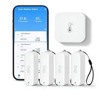 Thermomètre hygromètre WiFi intérieur extérieur : capteur intelligent de température et d'humidité avec notification d'application et stockage de données, portée de 150 m, compatible avec Alexa, 4