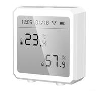 Thermomètre hygromètre WiFi surveillance à distance sans fil pour application Smart Life Alertes en temps réel Historique des données Suivi Celsius Fahrenheit Commutateur Affichage numérique ABS blanc
