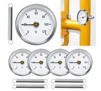 Thermomètre Industriel Pour Tuyauterie, 5 Pièces Température Bimétallique étanche à La Poussière De 63 mm, Thermomètre à Ressort, Thermomètre 0-120° Avec Ressort Clip Pour 20 mm à 60 mm