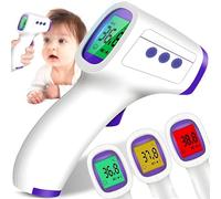 Thermomètre Infrarouge Numérique Sans Contact pour Mesures Corporelles et Ambiantes, Affichage LCD à 3 Couleurs, Mémoire de 30 Lectures, Économie d’Énergie