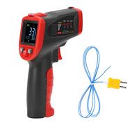 Thermomètre infrarouge WT323B Testeur de température électronique portable industriel avec lampe de poche UV Émissivité réglable Haute précision Rapport de distance 12: 1 pour la