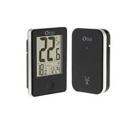 Otio Thermomètre sans fil 936066 – Affichage heure et température – Intérieur/Extérieur – Noir